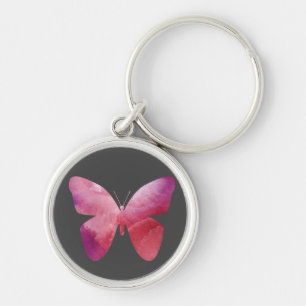 Pink butterfly freedom whimsical key ring