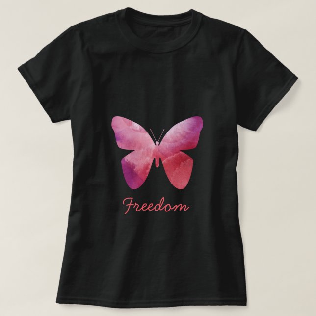 Pink butterfly freedom whimsical T-Shirt (Design Front)