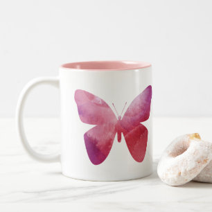 Pink butterfly freedom whimsical Two-Tone coffee mug