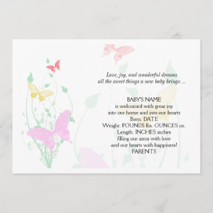 Pink Butterfly Garden Baby Announcement