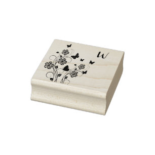 Pink Butterfly Garden Personalised Rubber Stamp