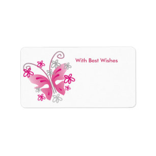 Pink Butterfly Gift Tags - Best wishes