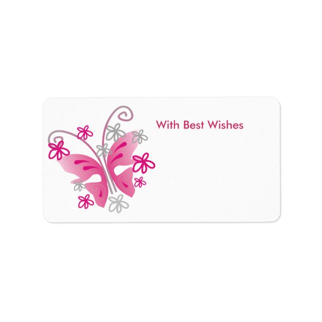 Pink Butterfly Gift Tags - Best wishes (Front)