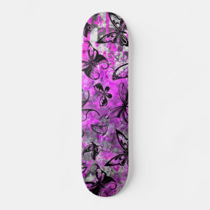 Pink Butterfly Graffiti Skateboard