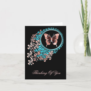 Pink butterfly greeting card
