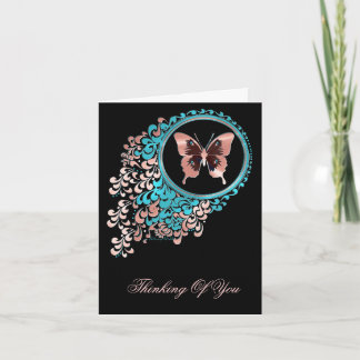 Pink butterfly greeting card