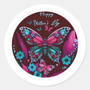pink butterfly Happy Mother's Day Stickers