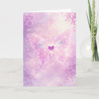 Pink Butterfly Heart Greeting Card