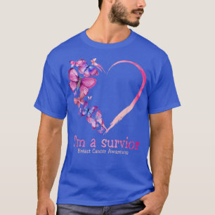 Pink Butterfly Heart I'm A Survivor Breast Cancer T-Shirt