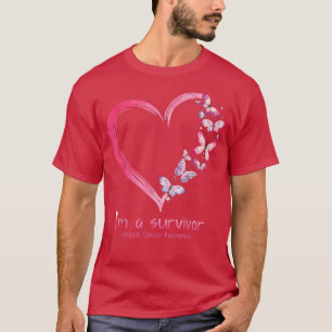 Pink Butterfly Heart I'm A Survivor Breast Cancer T-Shirt