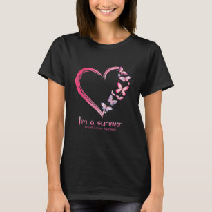 Pink Butterfly Heart I'm A Survivor Breast Cancer T-Shirt