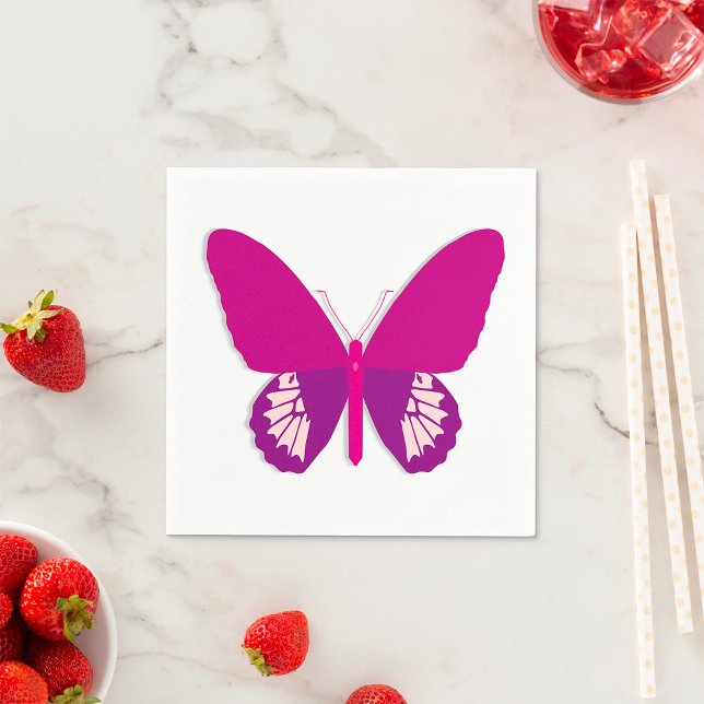 Pink Butterfly Insect Paper Napkins (Creator Uploaded)
