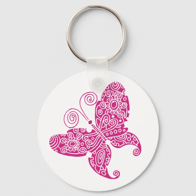Pink Butterfly Key Ring (Front)