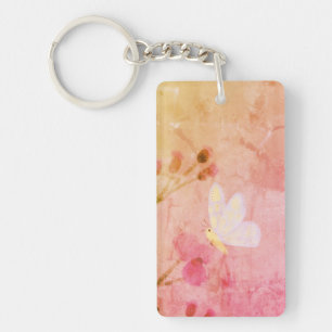 Pink butterfly key ring