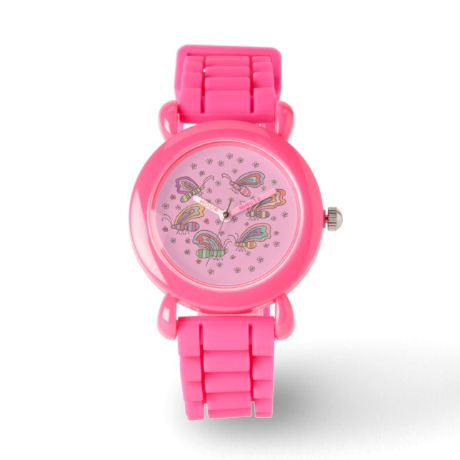 Pink Butterfly Lady Watch (Front)