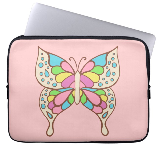 Pink Butterfly Laptop Sleeve (Front)
