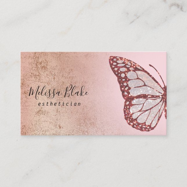 pink butterfly logo business card (Front)