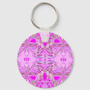 "Pink Butterfly Mandala" Key Ring
