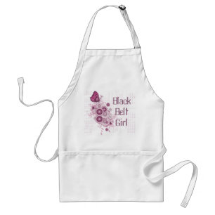 Pink Butterfly Martial Arts Black Belt Girl Standard Apron