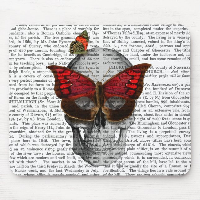 Pink Butterfly Mask Skull Mouse Mat (Front)