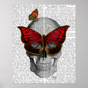 Pink Butterfly Mask Skull Poster