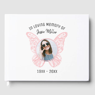 Pink Butterfly Memorial Guest Book