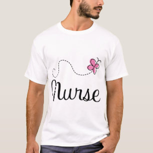 Pink Butterfly Nurse Gift Tee