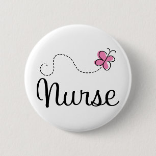 Pink Butterfly Nurse Gift Tee 6 Cm Round Badge