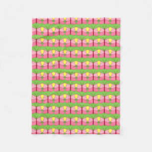 Pink Butterfly on Green Fleece Blanket