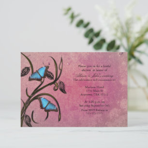 Pink Butterfly Pair Bridal Shower Invitation
