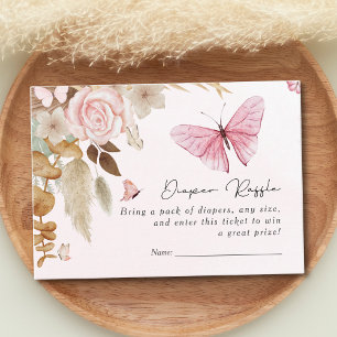 Pink Butterfly Pampas Grass Bohemian Baby Shower   Enclosure Card