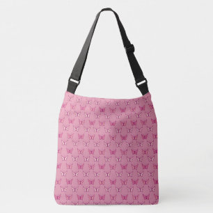 Pink Butterfly Pattern Crossbody Bag