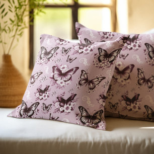 Pink Butterfly Pattern Cushion