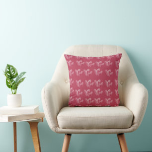 Pink Butterfly Pattern Throw Pillow
