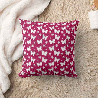 Pink Butterfly Pattern Throw Pillow