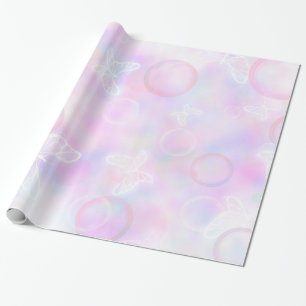 Pink butterfly pattern wrapping paper
