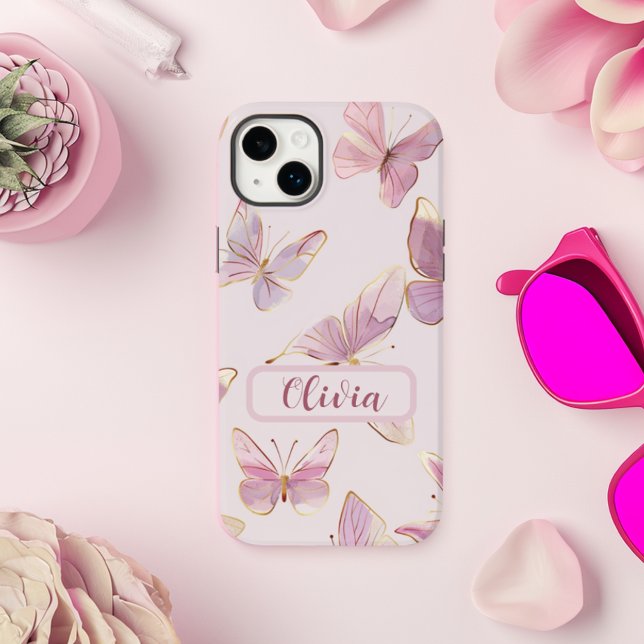 Pink Butterfly Personalised iPhone Case (Creator Uploaded)