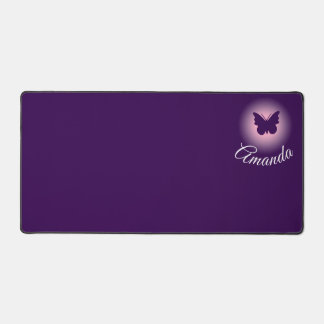 Pink butterfly personalised name girls desk mat