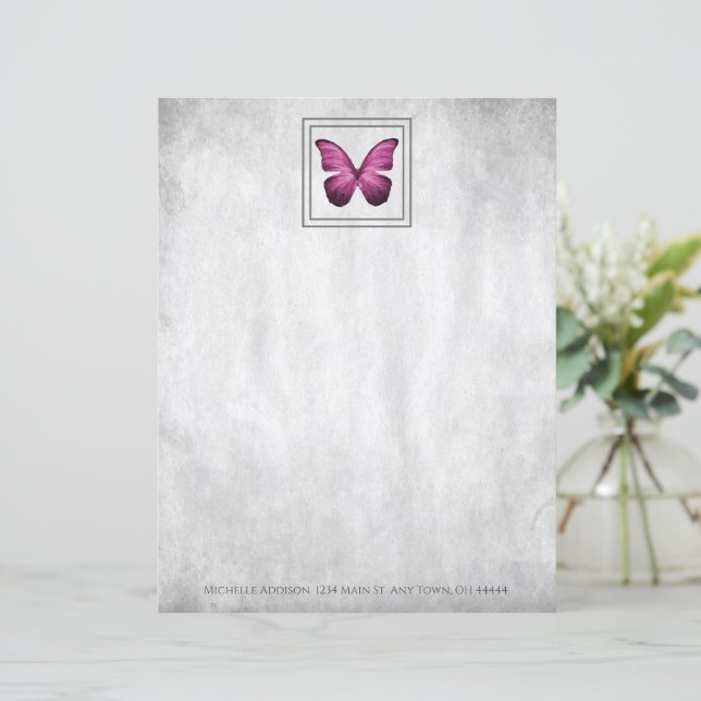 Pink Butterfly Personalised Paper Sheet (Standing Front)