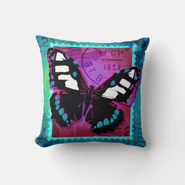 Pink Butterfly Pillow/Cushion Cushion (Front)