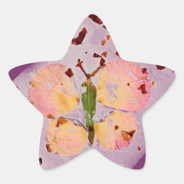 Pink Butterfly purple star sticker, envelop sealer Star Sticker (Front)