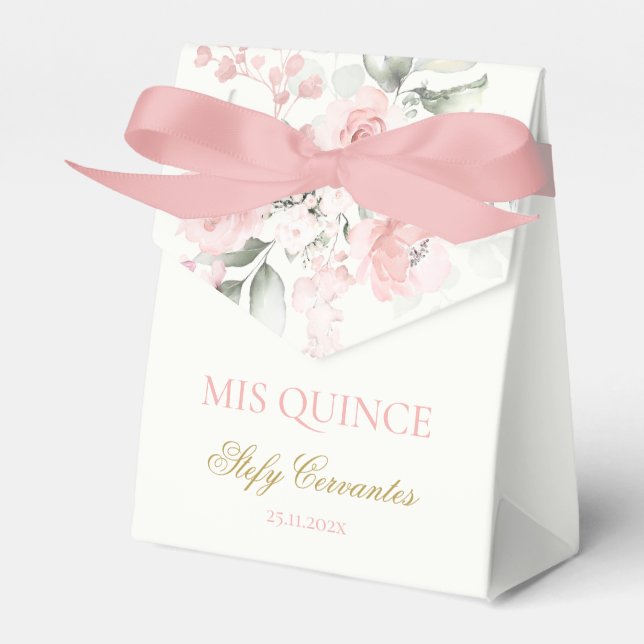 Pink Butterfly Quinceañera Favour Box (Front Side)