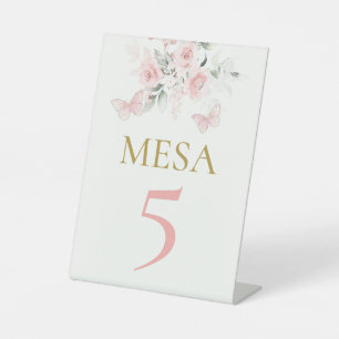 Pink Butterfly Quinceañera Pedestal Sign