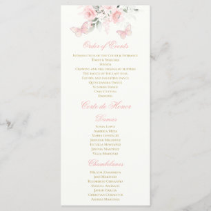 Pink Butterfly Quinceañera Programme