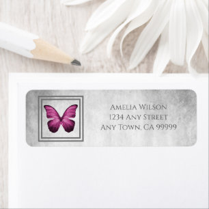 Pink Butterfly Return Address Label