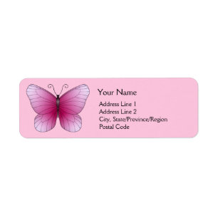 Pink Butterfly Return Address Labels