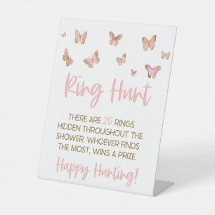 Pink Butterfly Ring Hunt Bridal Shower Game Pedest Pedestal Sign