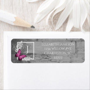 Pink Butterfly Rustic Label