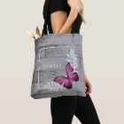 Pink Butterfly Rustic Personalised Tote Bag