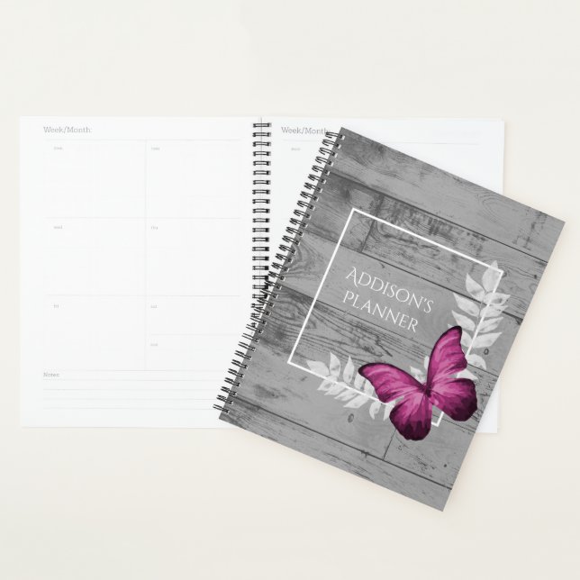 Pink Butterfly Rustic Planner (Display)